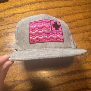 Pink Dolphin Men's Suede Snapback Hat in Grey/Pink